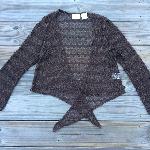 Worthington Women Shrug Top Dark Brown Lace Size1X - Picture 3 of 8